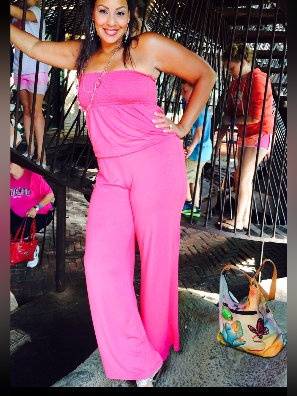 Moda International Strapless Wide-Leg Jumpsuit in Hot Pink